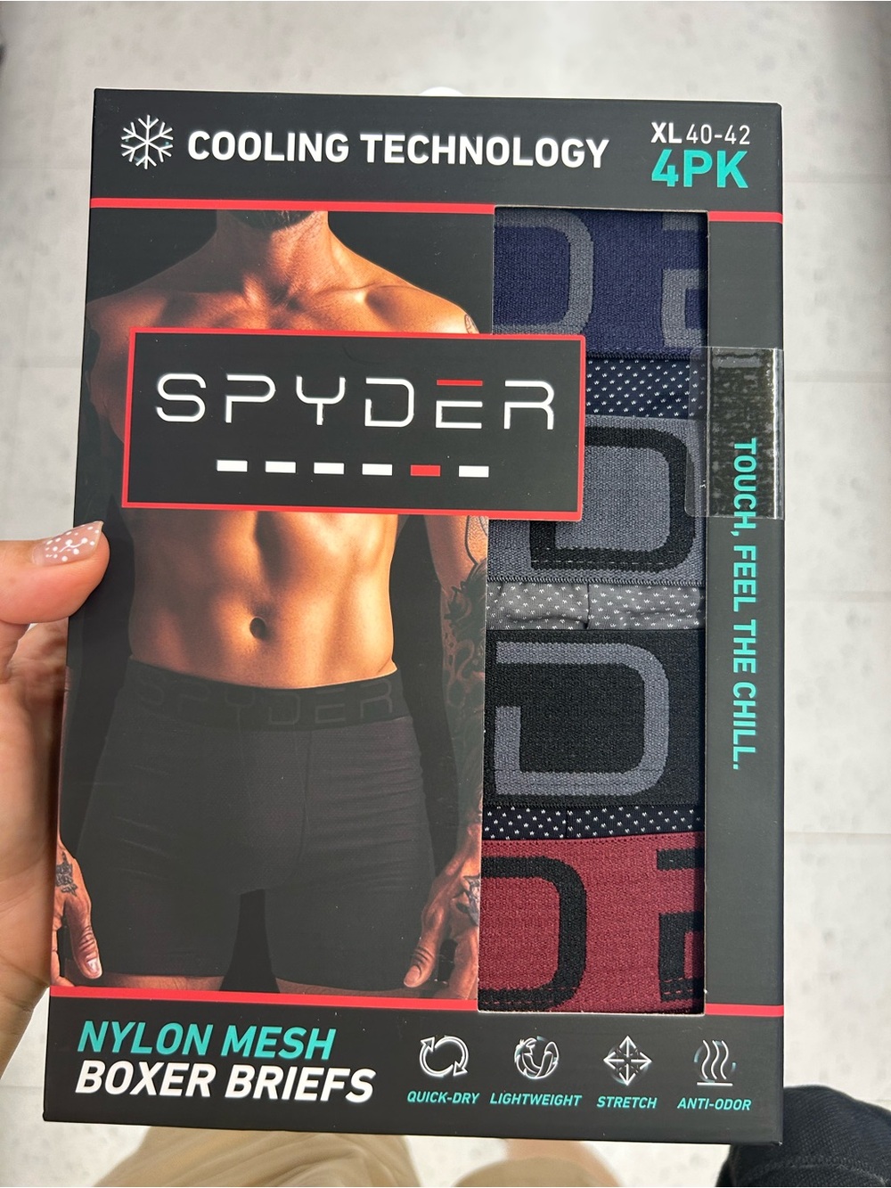 Spyder Men's cooling technology 4-Pack Nylon Mesh Boxer Briefs